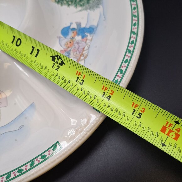 Precious Moments Christmas Chip & Dip Tray 14.25" Ceramic 1997 Vintage - Picture 2 of 16